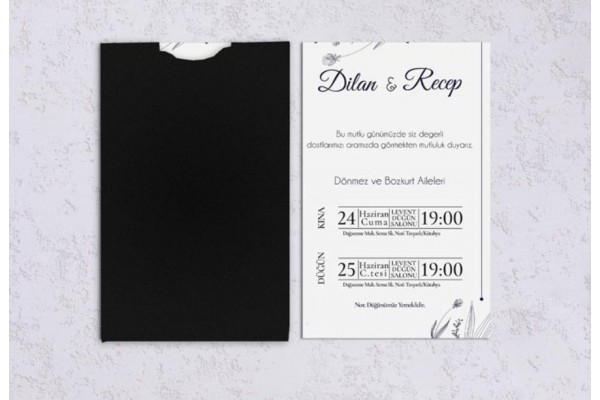 Kapalı Dik Zarflı Davetiye KC4007