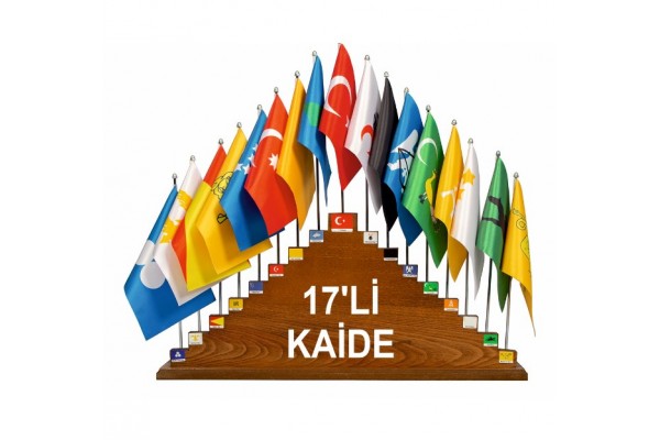 17'li türk ahsap masa bayragı kaideli